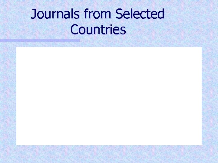 Journals from Selected Countries 