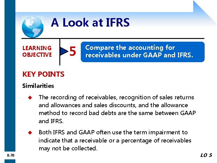 A Look at IFRS LEARNING OBJECTIVE 5 Compare the accounting for receivables under GAAP