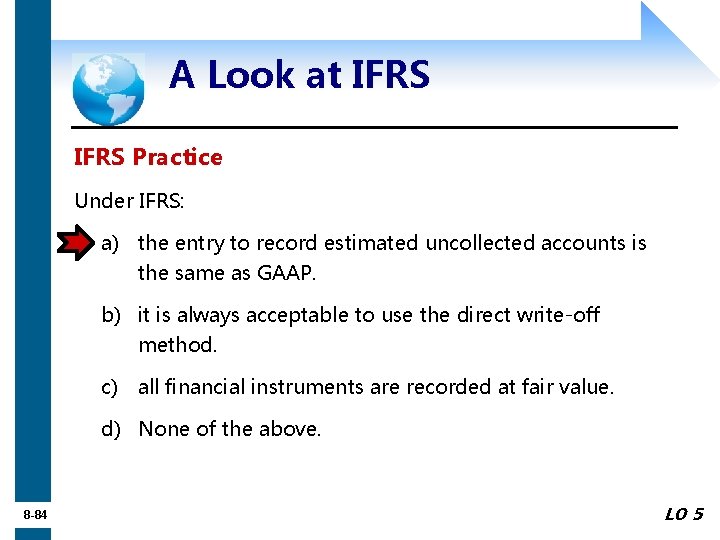 A Look at IFRS Practice Under IFRS: a) the entry to record estimated uncollected