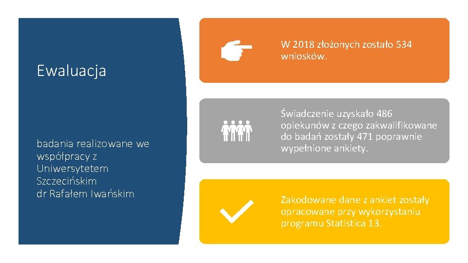 Ewaluacja badania realizowane we współpracy z Uniwersytetem Szczecińskim dr Rafałem Iwańskim W 2018 złożonych