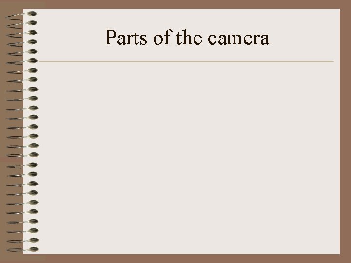 Parts of the camera 
