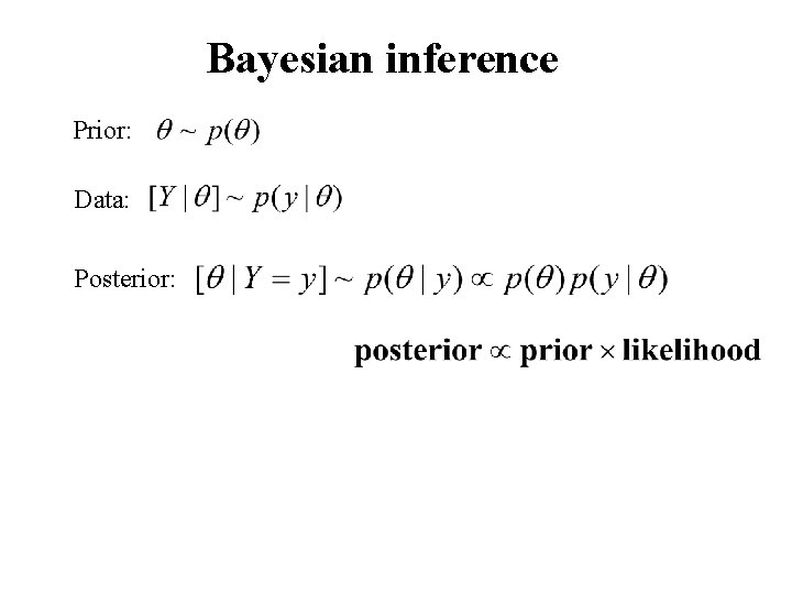 Bayesian inference Prior: Data: Posterior: 