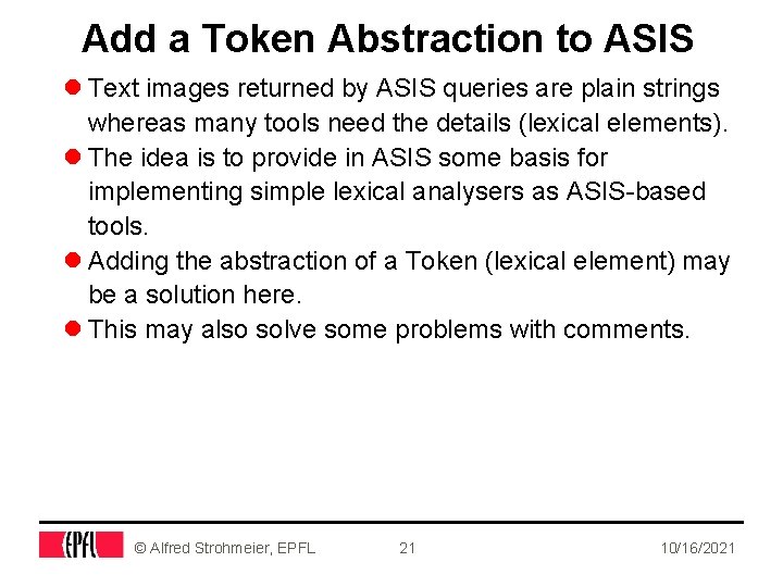 Add a Token Abstraction to ASIS l Text images returned by ASIS queries are