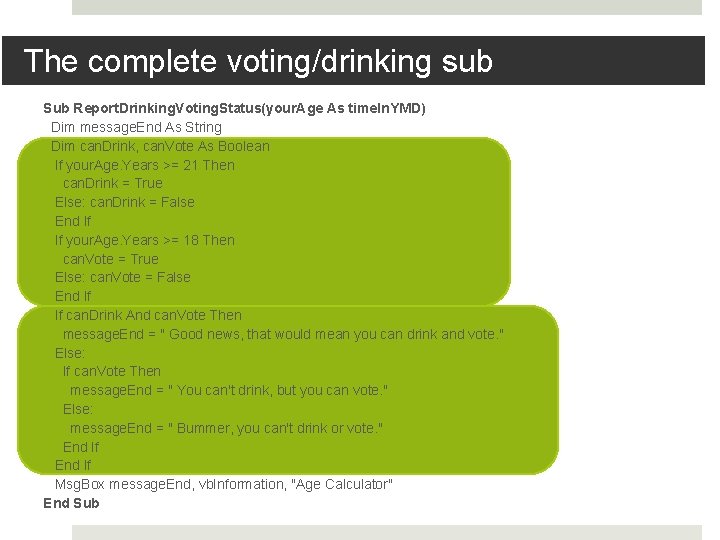 The complete voting/drinking sub Sub Report. Drinking. Voting. Status(your. Age As time. In. YMD)