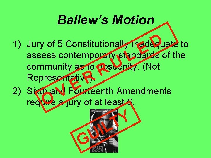 Ballew’s Motion D E 1) Jury of 5 Constitutionally Inadequate to assess contemporary standards
