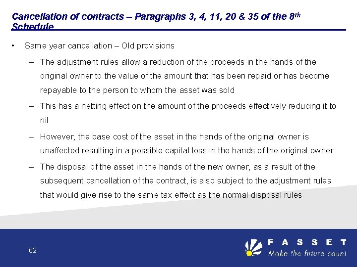 Cancellation of contracts – Paragraphs 3, 4, 11, 20 & 35 of the 8