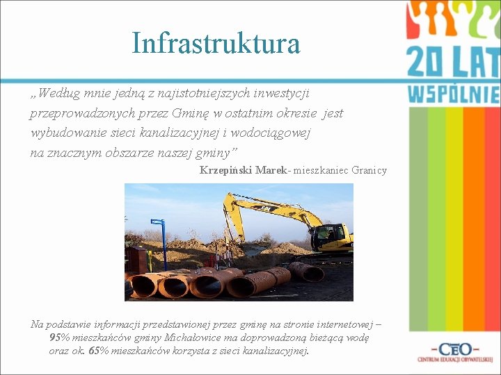 Infrastruktura „Według mnie jedną z najistotniejszych inwestycji przeprowadzonych przez Gminę w ostatnim okresie jest