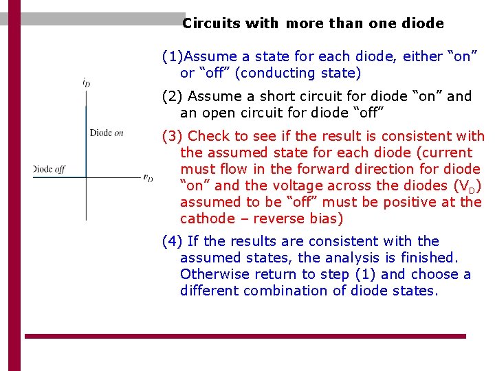 Circuits with more than one diode (1)Assume a state for each diode, either “on”