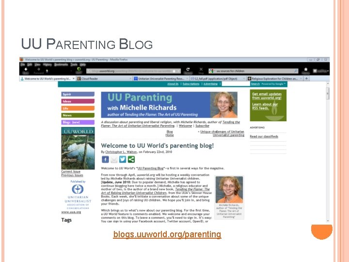 UU PARENTING BLOG blogs. uuworld. org/parenting 