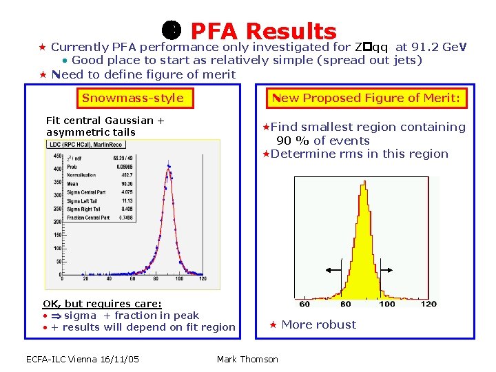 PFA Results « Currently PFA performance only investigated for Z qq at 91. PFA Results « Currently PFA performance only investigated for Z qq at 91.