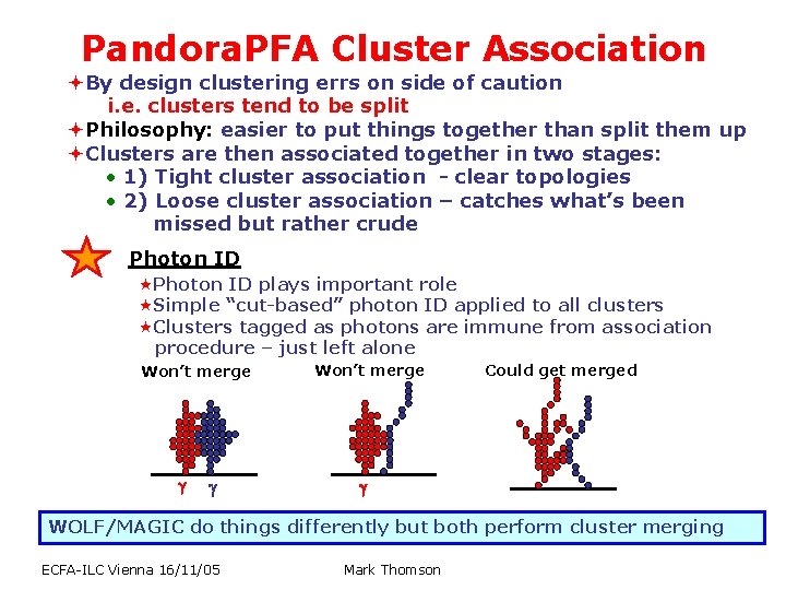 Pandora. PFA Cluster Association ªBy design clustering errs on side of caution i. e. Pandora. PFA Cluster Association ªBy design clustering errs on side of caution i. e.