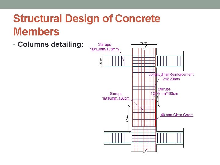 Structural Design of Concrete Members • Columns detailing: 