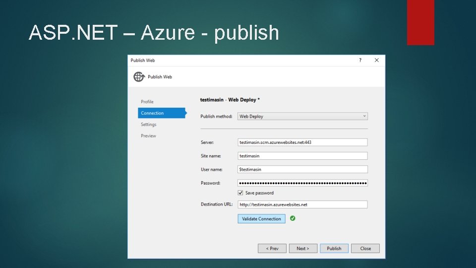 ASP. NET – Azure - publish 