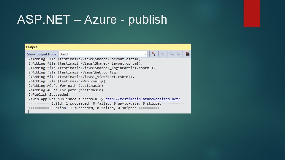ASP. NET – Azure - publish 