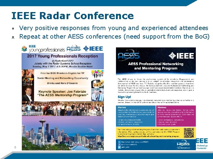 IEEE Radar Conference Very positive responses from young and experienced attendees Repeat at other