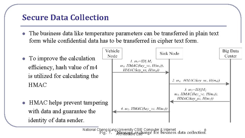 Secure Data Collection l The business data like temperature parameters can be transferred in