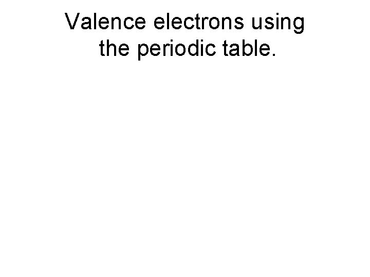 Valence electrons using the periodic table. 
