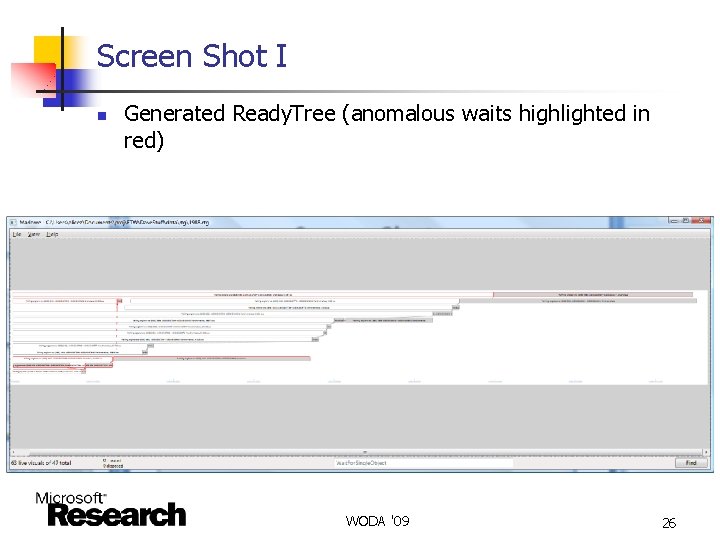 Screen Shot I n Generated Ready. Tree (anomalous waits highlighted in red) WODA '09