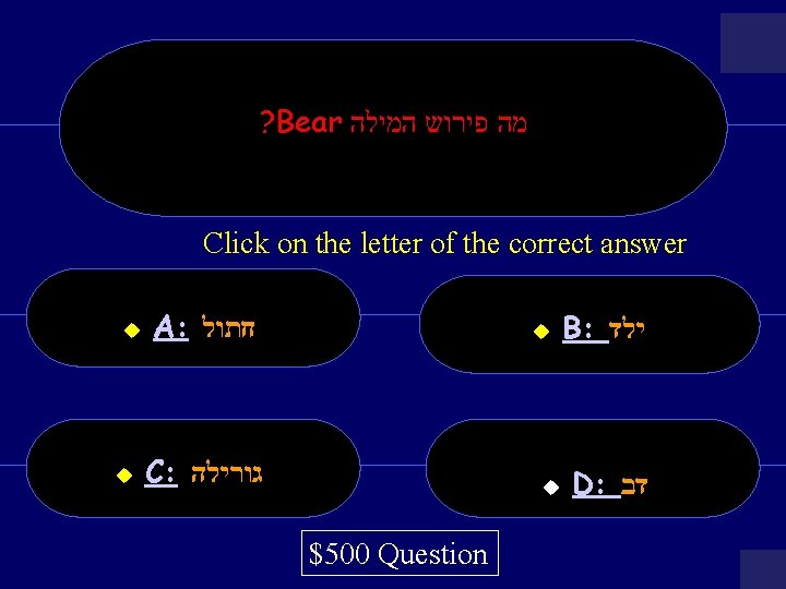 ? Bear מה פירוש המילה Click on the letter of the correct answer u