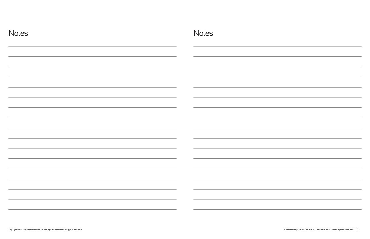 Notes 10 | Cybersecurity transformation for the operational technology environment Notes Cybersecurity transformation for