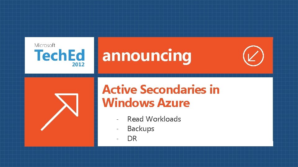 announcing Active Secondaries in Windows Azure - Read Workloads Backups DR are not 