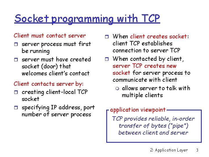 Socket programming with TCP Client must contact server r server process must first be Socket programming with TCP Client must contact server r server process must first be