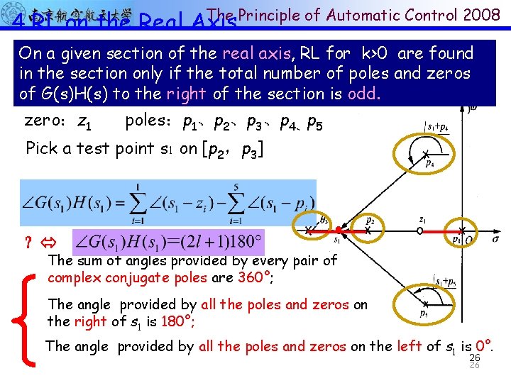 The Principle of Automatic Control 2008 4 RL on the Real Axis On a