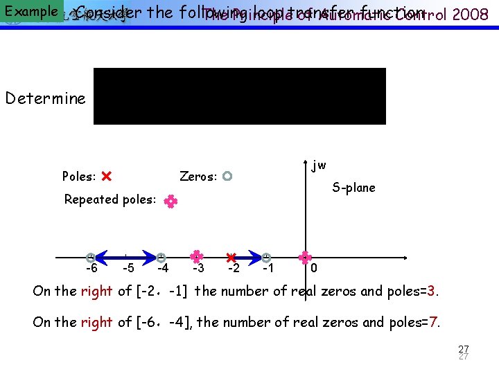 Example Consider the following loop transfer function The Principle of Automatic Control 2008 Determine