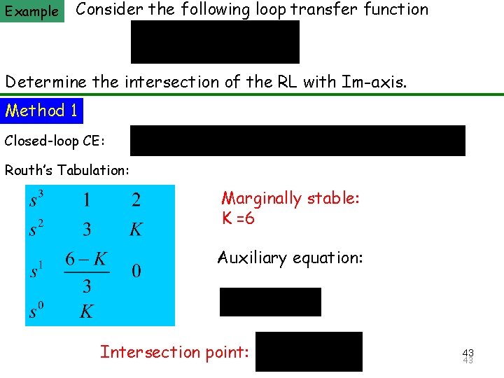 Example Consider the following loop transfer function The Principle of Automatic Control 2008 Determine