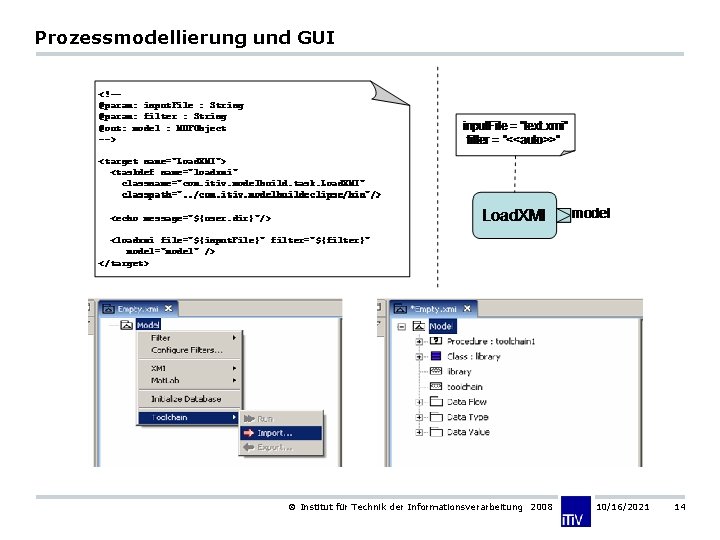 Prozessmodellierung und GUI Institut für Technik der Informationsverarbeitung 2008 10/16/2021 14 