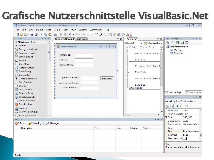 Grafische Nutzerschnittstelle Visual. Basic. Net 
