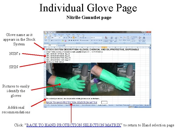 Individual Glove Page Nitrile Gauntlet page Glove name as it appears in the Stock