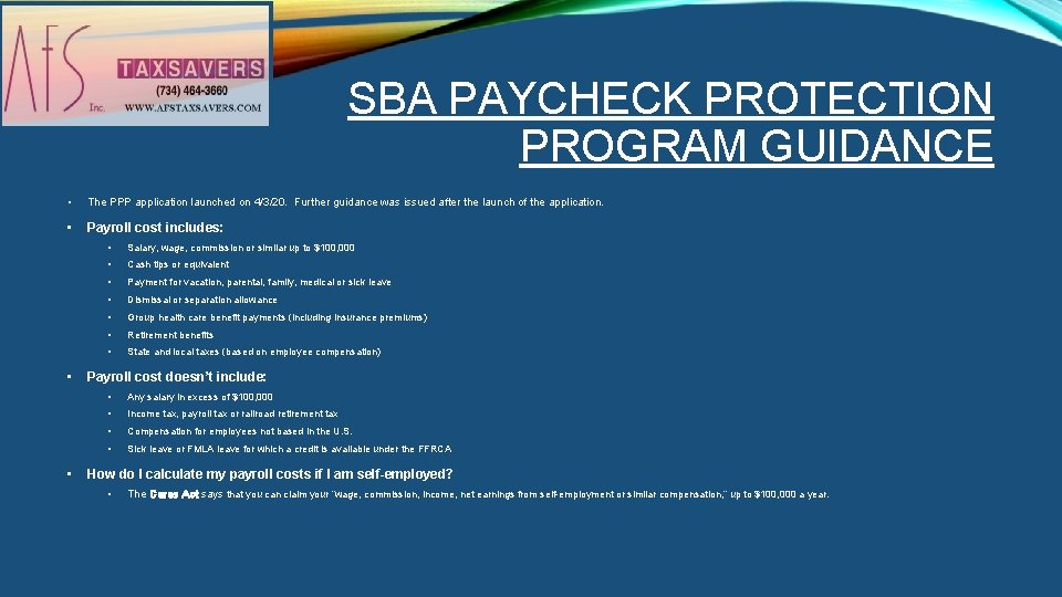 SBA PAYCHECK PROTECTION PROGRAM GUIDANCE • The PPP application launched on 4/3/20. Further guidance