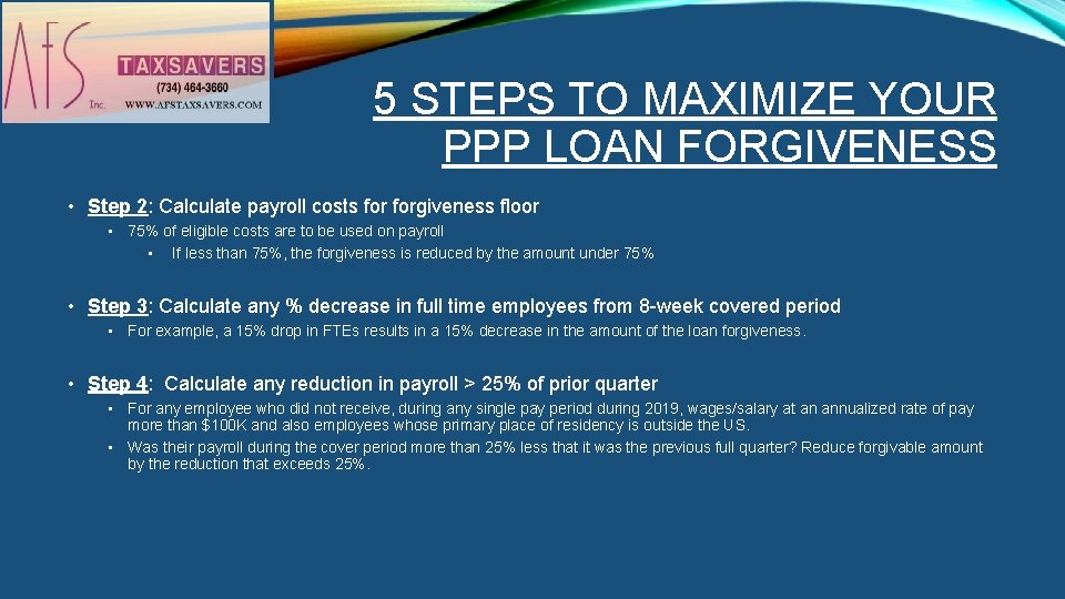 5 STEPS TO MAXIMIZE YOUR PPP LOAN FORGIVENESS • Step 2: Calculate payroll costs