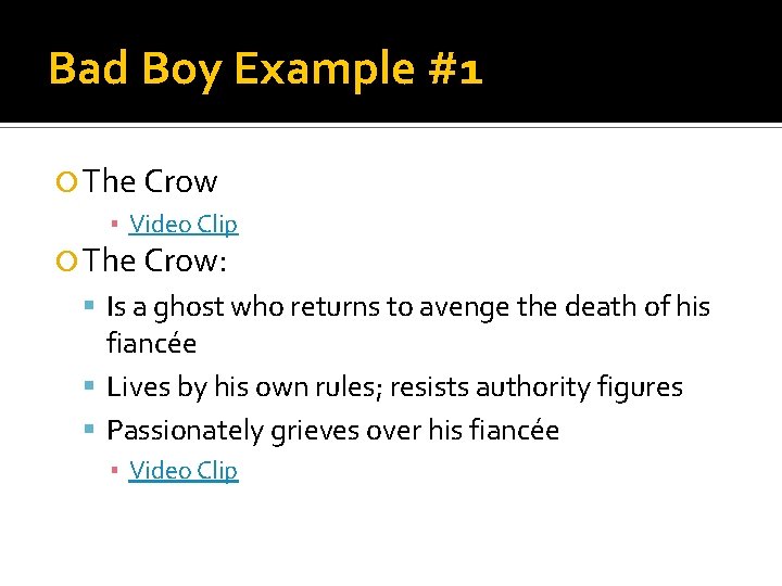 Bad Boy Example #1 The Crow ▪ Video Clip The Crow: Is a ghost