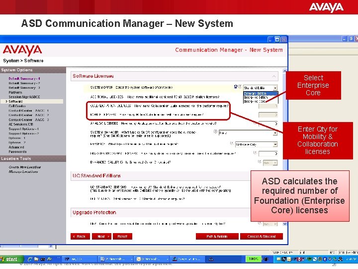 ASD Communication Manager – New System Select Enterprise Core Enter Qty for Mobility &