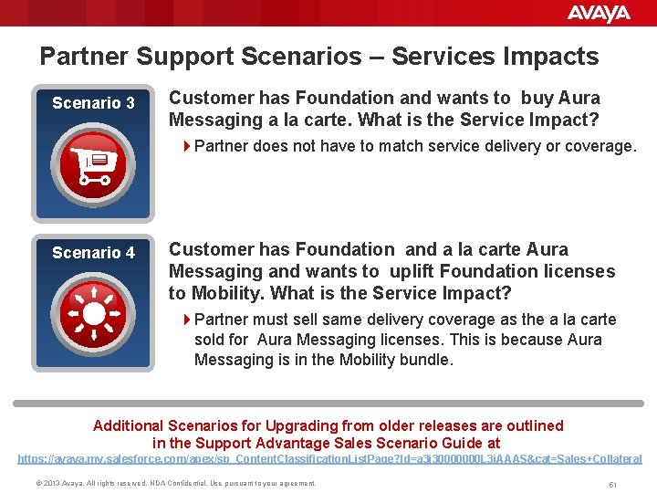 Partner Support Scenarios – Services Impacts Scenario 3 Customer has Foundation and wants to