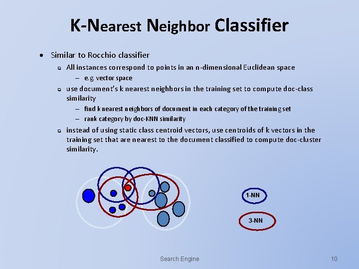 K-Nearest Neighbor Classifier Similar to Rocchio classifier q All instances correspond to points in K-Nearest Neighbor Classifier Similar to Rocchio classifier q All instances correspond to points in