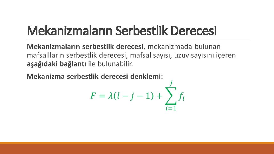 Mekanizmaların Serbestlik Derecesi 