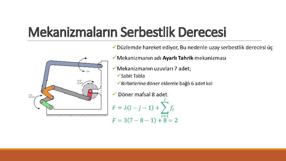 Mekanizmaların Serbestlik Derecesi 