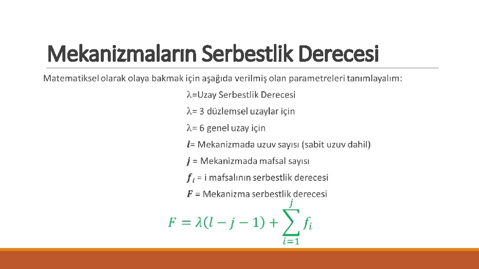 Mekanizmaların Serbestlik Derecesi 