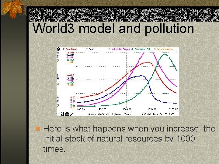 World 3 model and pollution n Here is what happens when you increase the