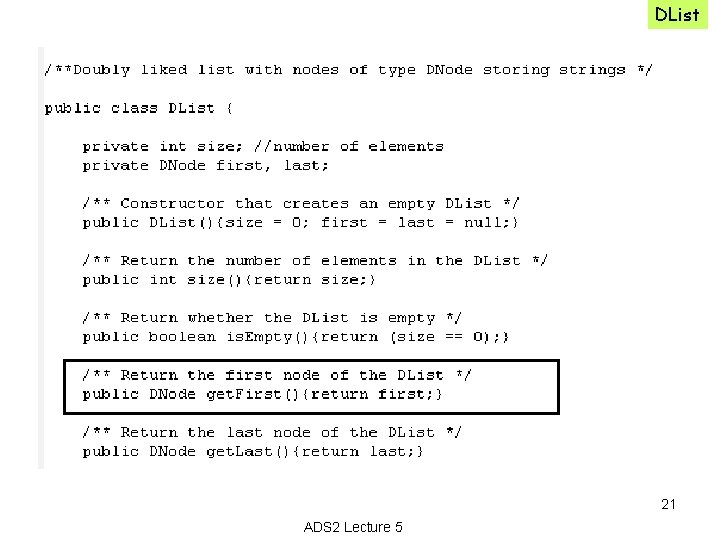 DList 21 ADS 2 Lecture 5 