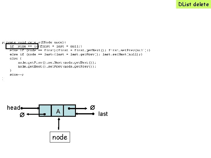 DList delete head A node last 