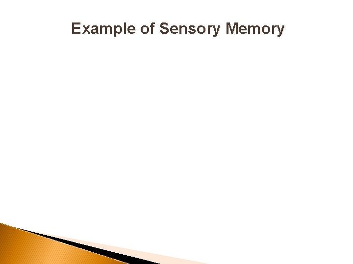 Example of Sensory Memory 