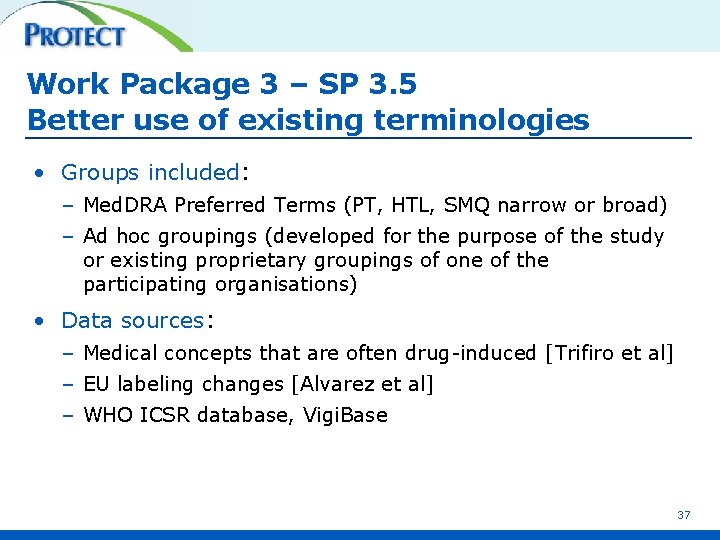 Work Package 3 – SP 3. 5 Better use of existing terminologies • Groups