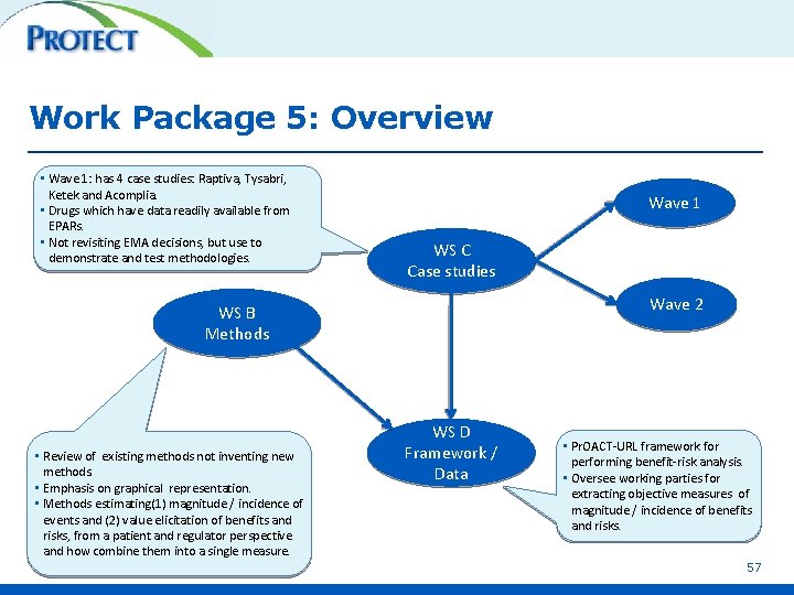 Work Package 5: Overview • Wave 1: has 4 case studies: Raptiva, Tysabri, Ketek