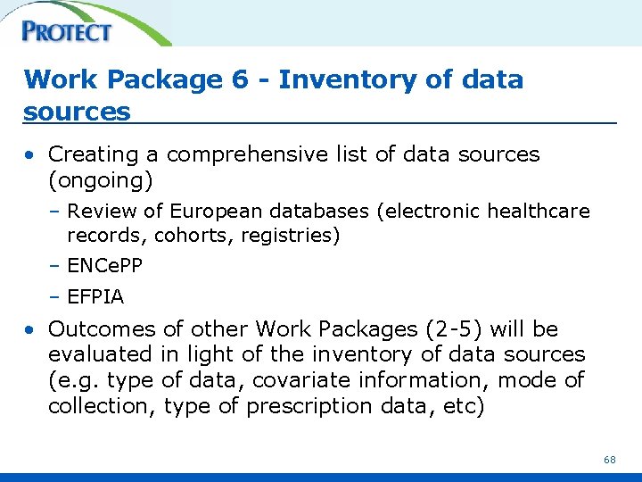 Work Package 6 - Inventory of data sources • Creating a comprehensive list of