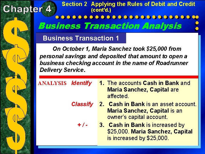 Section 2 Applying the Rules of Debit and Credit (cont'd. ) Business Transaction Analysis