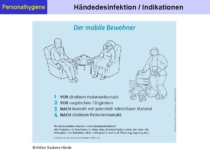 Personalhygiene © Aktion Saubere Händedesinfektion / Indikationen 